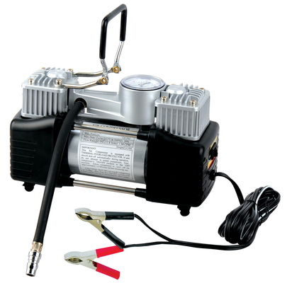 Goede prijs. Dubbelcilinder metalen auto-luchtcompressor DC12Volt met drukmeter online