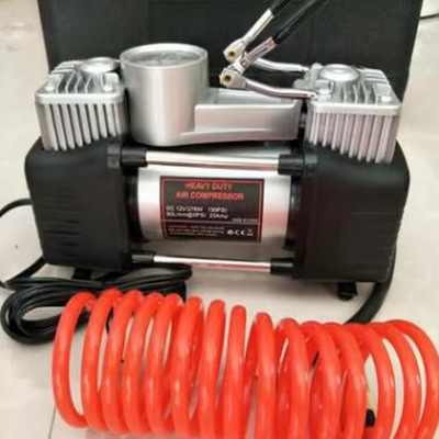 Draagbaar metalen voertuig Dubbelcilinder luchtcompressor met meter