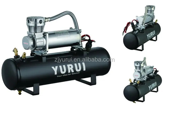 Zwart Duurzaam 12v Air Suspension Compressor Met Tank Heavy Duty Voor Auto