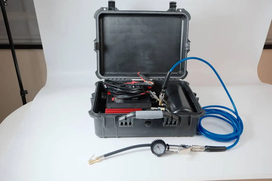 Offroad dubbele cilinder luchtcompressor met plastic doos auto banden opblazer