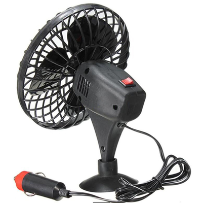 Zwarte kunststof mini auto ventilator DC 12V koeling auto ventilator met aansteker