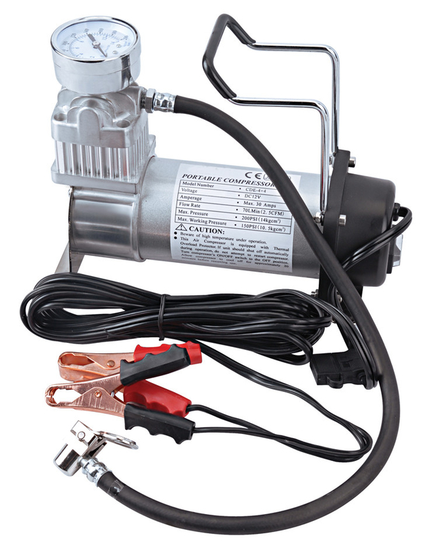 Draagbare enkele cilinder offroad DC12V metalen zware luchtcompressor met meter