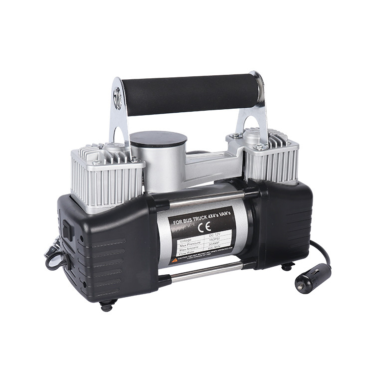 Tweecilinder metalen luchtcompressor met draagtas Hoogdrukluchtcompressor DC 12V