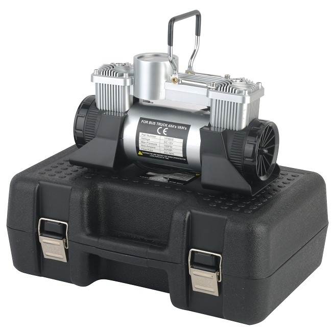 DC12V draagbare metalen auto luchtcompressor met plastic doos compressor kit
