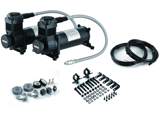 Goede prijs. Chick Black Dual Air Compressor met het Opzetten van Toebehoren, Staal en Chrome-Materiaal online